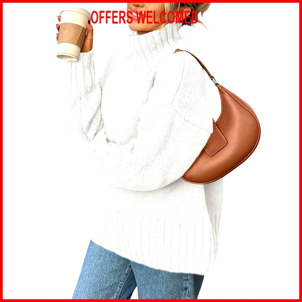Oversized Chunky Knit Pullover Sweater Turtleneck Long Sleeve